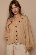 Load image into Gallery viewer, model wearing the give me a reason sweater in the color caramel.