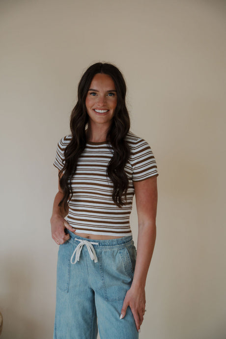 front view of model wearing the lovely day tee.