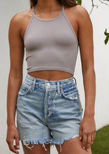 Load image into Gallery viewer, model wearing the these days top in the color smoky taupe.