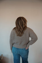 Load image into Gallery viewer, back view of model wearing the finally yours sweater. model has the sweater paired with the lawson denim.