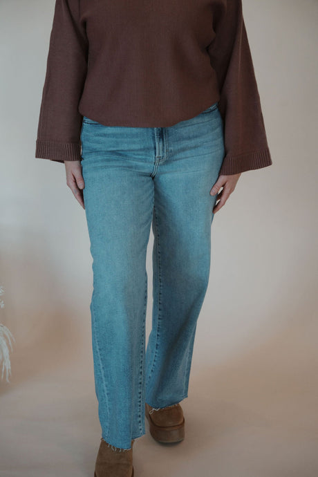 front view of model wearing the augustine denim.