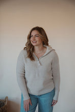 Load image into Gallery viewer, front view of model wearing the seems so simple sweater. model has the sweater paired with the augustine denim.