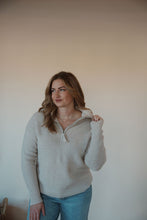 Load image into Gallery viewer, front view of model wearing the seems so simple sweater. model has the sweater paired with the augustine denim.