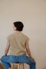 Load image into Gallery viewer, back view of model wearing the nothing to prove top in the color oat. model has the top paired with thistle + elm&#39;s aurora denim.