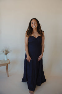 front view of model wearing the anywhere with you dress.