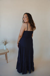 back view of model wearing the anywhere with you dress.