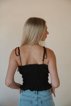 Load image into Gallery viewer, back view of model wearing the so surreal top. model has the top paired with the dakota denim shorts.