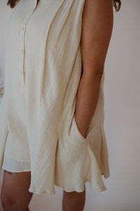 detail view of model wearing the daydream romper.