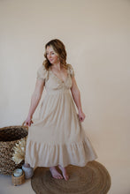 Load image into Gallery viewer, front view of model wearing the whispering willow dress.