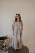 Load image into Gallery viewer, front view of model wearing the whispering willow dress.