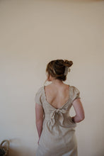 Load image into Gallery viewer, back view of model wearing the whispering willow dress.