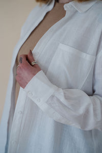detail view of model wearing the ordinary love top.