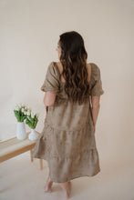 Load image into Gallery viewer, back view of model wearing the fool for you dress. model has the dress paired with the Anna necklace.