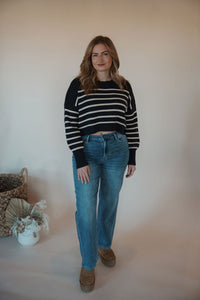 front view of model wearing the lawson denim.