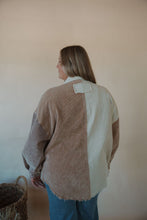 Load image into Gallery viewer, back view of model wearing the all we could be jacket. model has the sweater paired with the change your mind bodysuit in the color white.