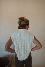 Load image into Gallery viewer, back view of model wearing the all we knew sweater. model has the sweater paired with the addison denim in the color brown.