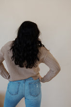 Load image into Gallery viewer, back view of model wearing the Hartford denim. model has the denim paired with the somewhere in the middle sweater in the color oat.