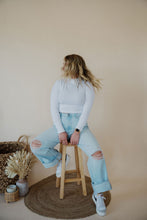 Load image into Gallery viewer, front view of model wearing the after all top in the color white. model has the top paired with the camden denim.