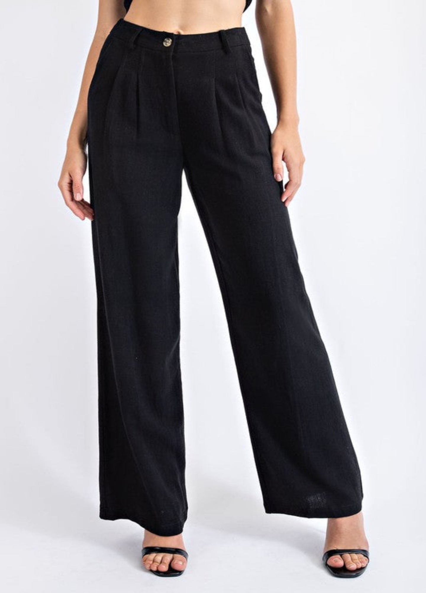 Black High-Waisted Linen Trousers – Thistle + Elm