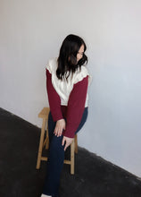 Load image into Gallery viewer, model wearing the all my days sweater vest paired with the take me away top in the color merlot. model has the tops paired with the siena denim.